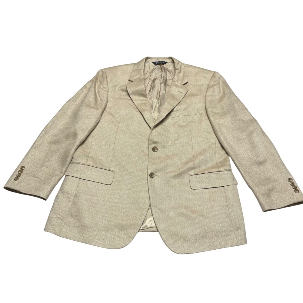 Jos.‎ A. Bank Mens Blazer 44R Tan Signature Silk Camel Hair Herringbone Jacket